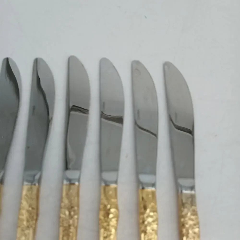 9X BK Cambridge Gold Royal Fashion Butter Dinner Knives Flatware